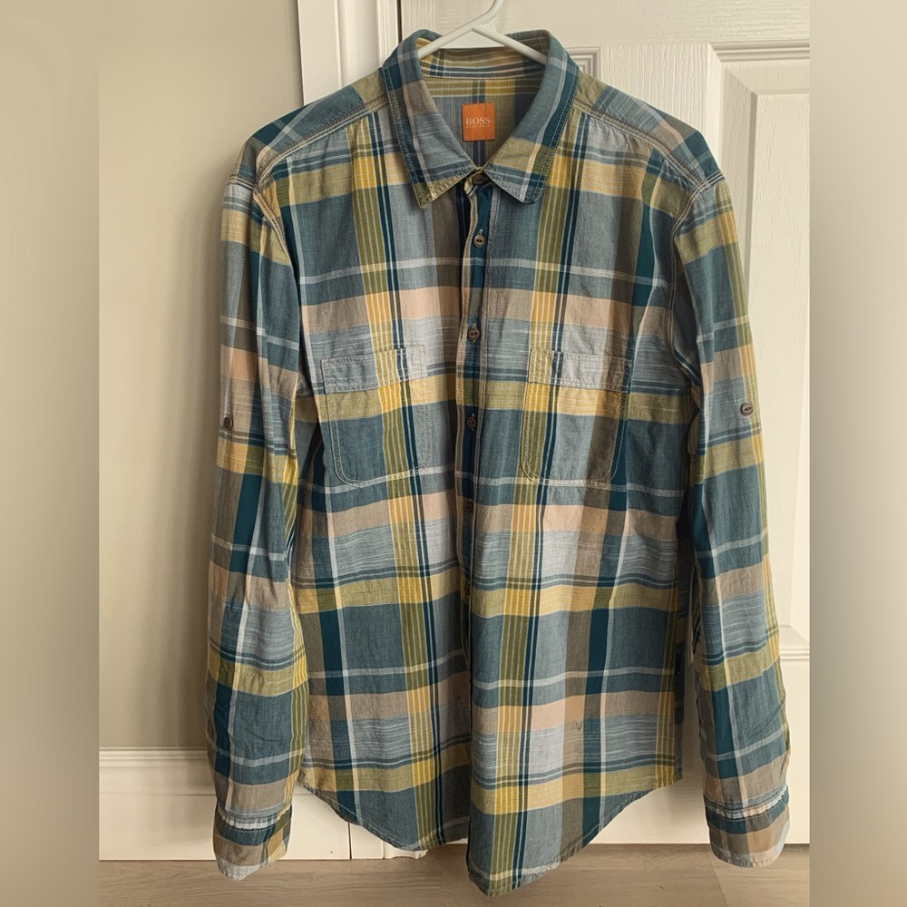 Hugo Boss Orange long sleeve button down shirt.